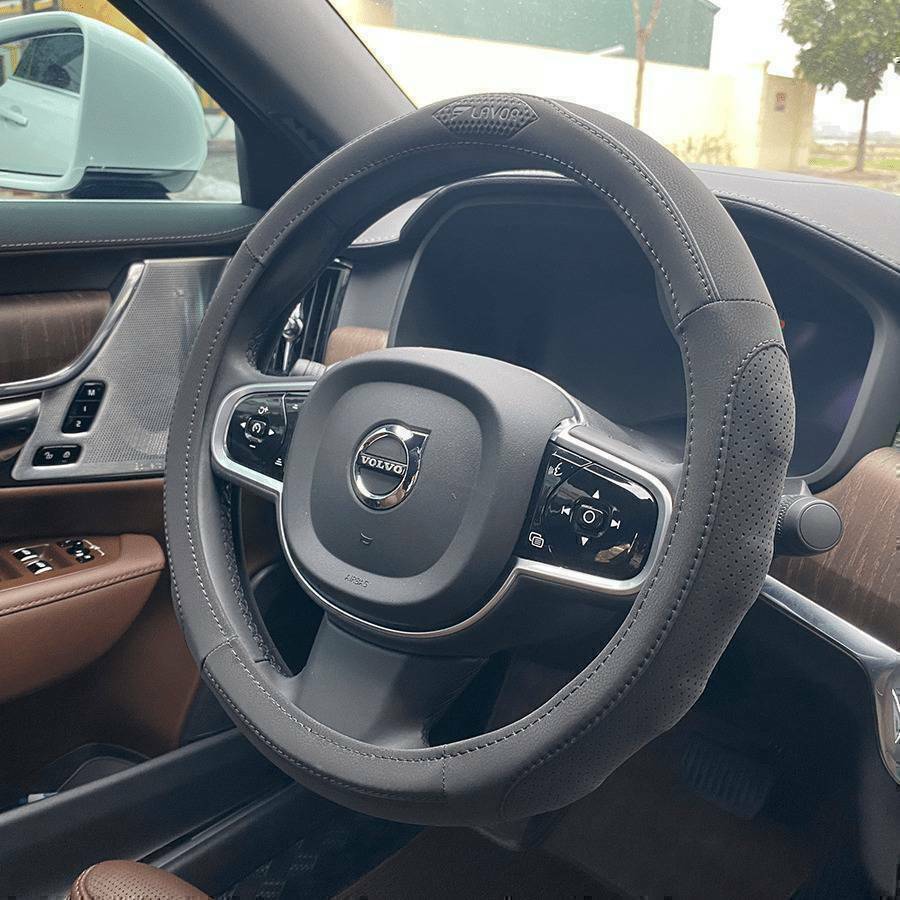 bọc vô lăng đen viền đen